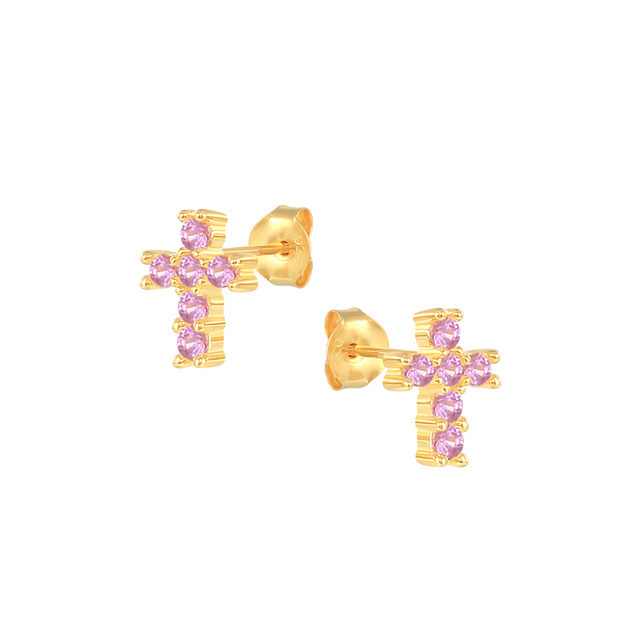 925 Sterling Silver All Pink Crystal Pave Hoop Earrings Pink Cubic Zirconia Stone Heart Moon Star Charm Earrings Jewelry