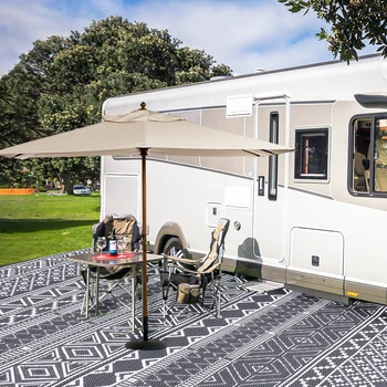 Outdoor Rug 5x8 Waterproof Reversible Patio Rug Outside Plastic RV Rug Boho Camping Rug for Camper Porch Balcony Backyard Picnic 6