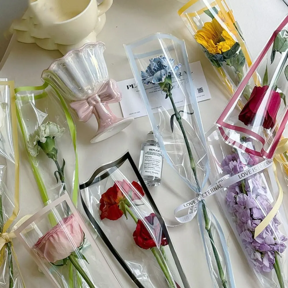 50 Pezzi Sacchetti Trasparenti per Confezionamento Fiori, Materiale di Imballaggio in Plastica Impermeabile per Bouquet - immagine 2