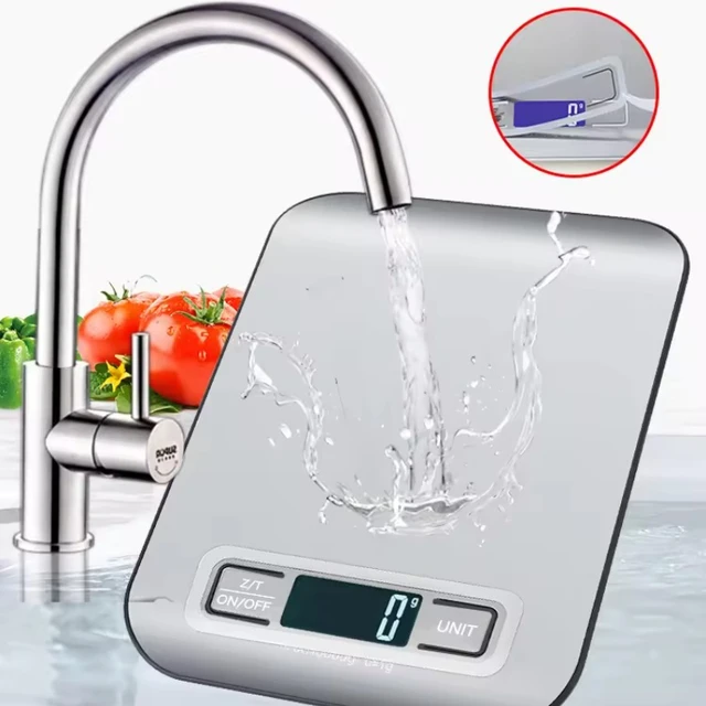Bilancia da cucina digitale Display a LED 5kg/1g Pannello in acciaio inossidabile Bilancia elettronica Gioielli per la casa Snack alimentari Pesatura Strumenti di cottura 1