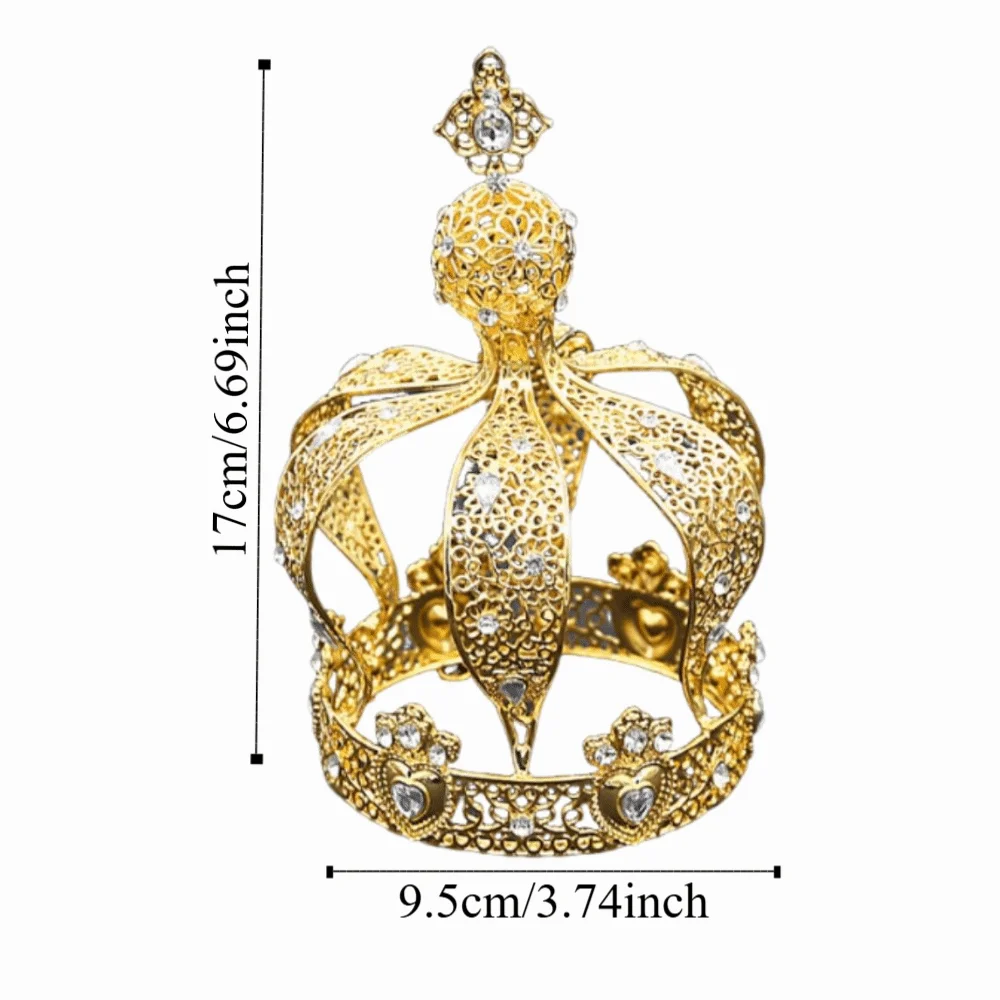 1/2Pcs Baroque Crown Cake Topper Creative Retro Rhinestone Crown European Style Luxury Wedding Tiara Cake Decoration