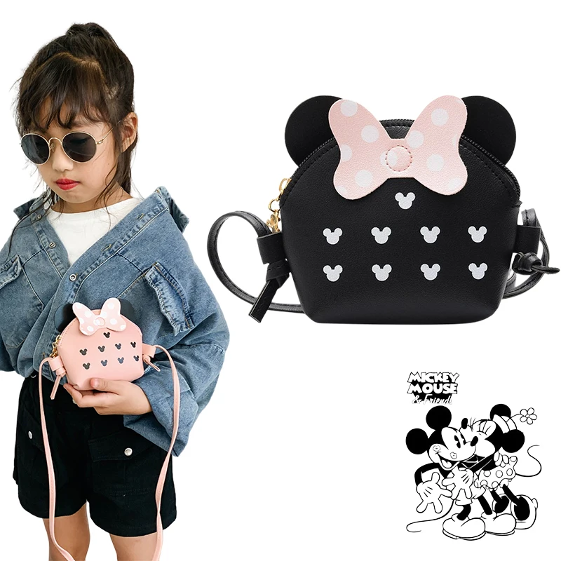 Disney Mickey Mouse Handbag Anime Figure Minnie One Shoulder Messenger Borsa Per Bambini Cartoon Mini Y2K Girls Wallet Pouch Organizer
