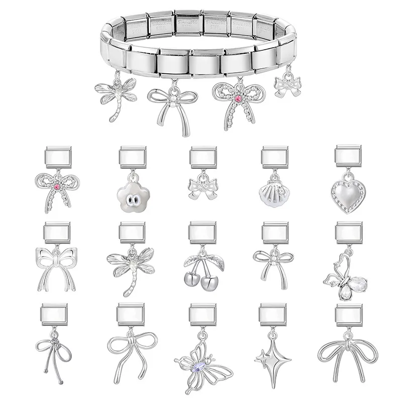Y2k Pendant Italian Charm Link Stainless Steel Fit 9mm Bracelet Diy Making