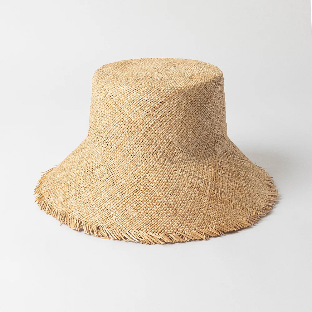 

Luxury Treasure Grass Sun Hat Women Summer New Simple Lightweight Flat Top Bucket Hat Travel Fashion Sunshade Fisherman Hat