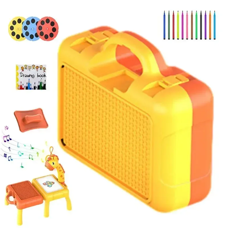 Drawing Board with Projection Children's Multi-functional Drawing Table Projector Graffiti Puzzle Toy Painting Toys for Gift