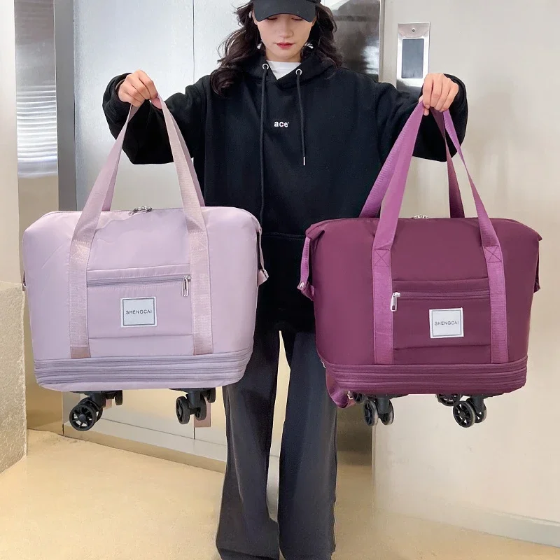Travel Bag, Backpack Large-Capacity Disassembly Universal Wheel Storage Bag, Duffel Bag Portable Multi-Layer Checked With Wheel