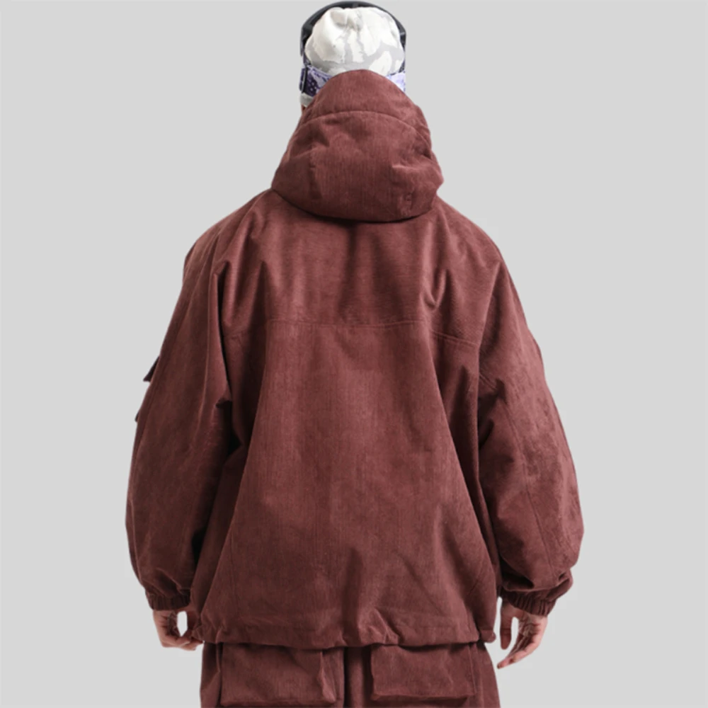 GSOU SNOW Mens Baggy Snowfield Tops Women Warm Windproof Skiing Clothes Multi-Pockets Workwear Jackets Outdoor Waterproof