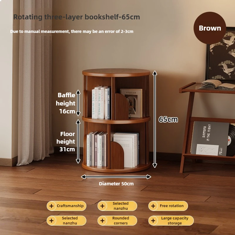 360° Rotating Bookshelf – Movable Storage Cabinet for Home & Living Room