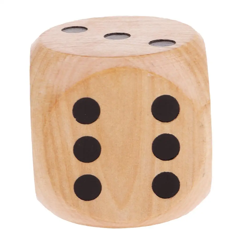 1Piece Wooden Dice with Number of Dots Game Dice 50 mm for D&D RPG Game