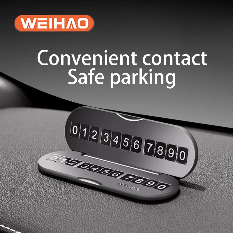 New Car Parts Real Leather Parking Card Phone Holder Interior Phone Mat Tesla Model Temporary Number Car Tools Plate