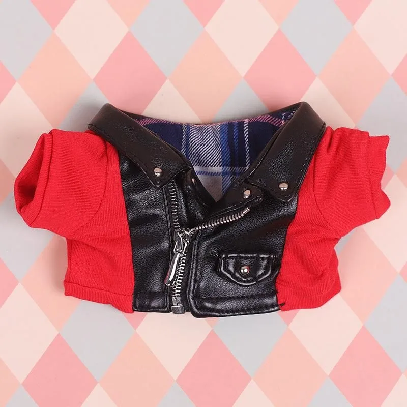 New PU Leather Jacket 20cm Doll Outfit Doll Shirt Pants Accessory Plush Doll's Clothes for Idol Dolls Pants Suit Clothing