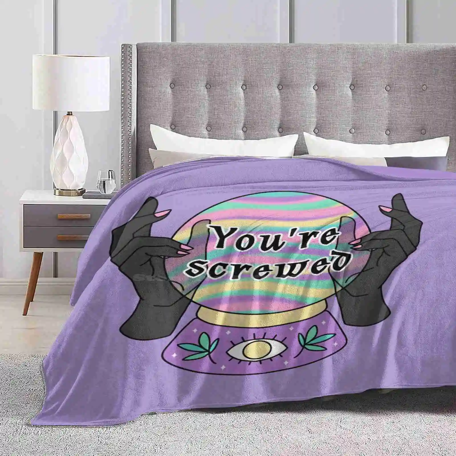 

You'Re Screwed Crystal Ball Blanket Soft Warm Travel Portable Blanket Witchy Crystal Ball Aesthetic Unusual Spell Potion