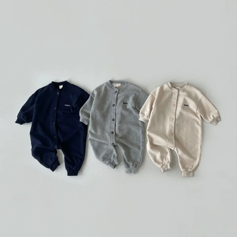

Baby Girls Boys Romper 3-24 Months Kids Korean Style Pure Color Fashion Bodysuit Simple Cotton One Piece Suit