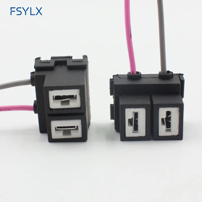 FSYLX H7 LED Socket H7 Ceramic Headlight Car fog light adaptor Connector Extension cables Harness LED Ceramics Socket