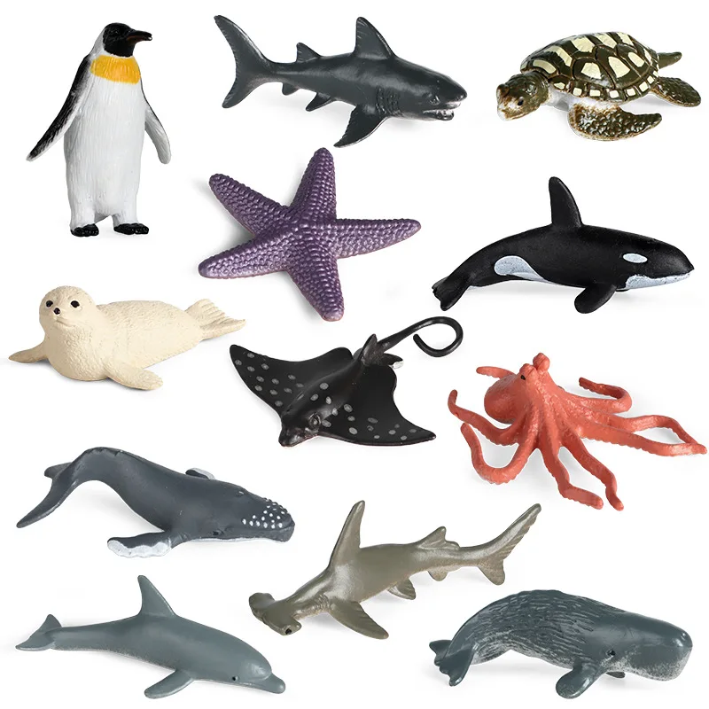 

Simulated mini sperm whale, great white shark, crab, devil fish, small marine animal toy model, scene ornaments