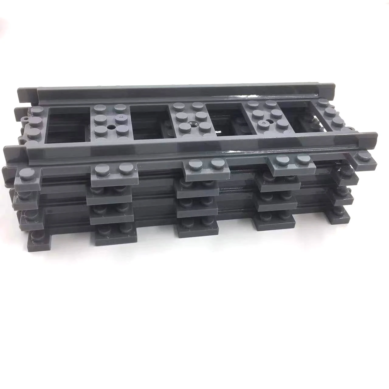 50Pcs/Lot City Trains Train Track Rail Straight Rails Technical Building Blocks Set Bricks Model Kids Classic Toys For Children 4