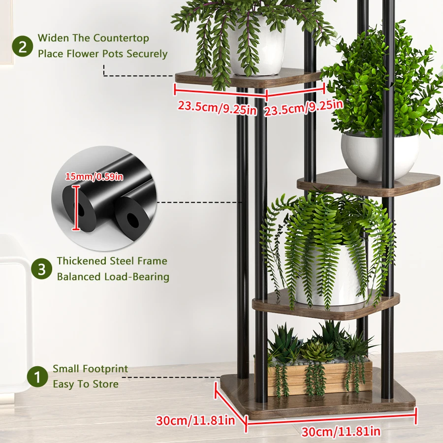 Plant Stand - All-Season Outdoor Flower Shelf With Multi-Tier Space-Saving Design For Balcony, Garden & Patio Living Room — view 5