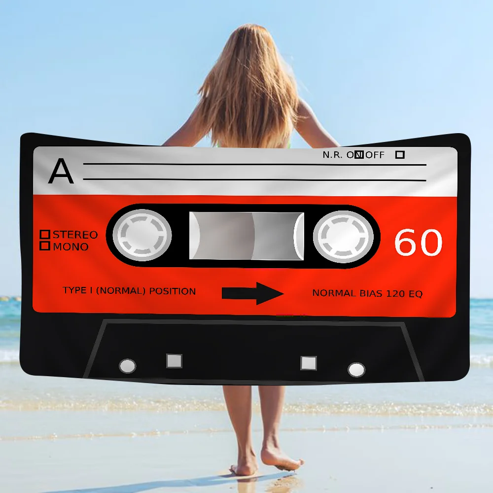 Retro Cassette Music Tape Big Microfiber Beach Towels Quick Dry Towel Sand Beach Towels Pool Towel For Travel Swim Pool Yoga 3