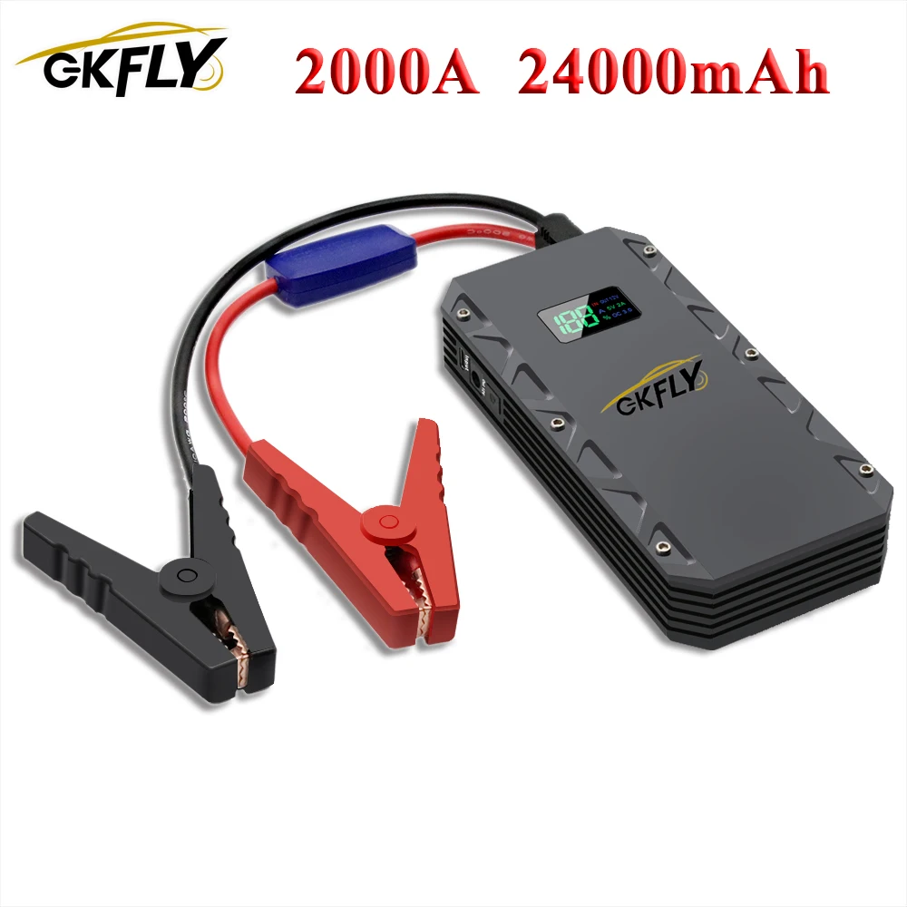 

GKFLY Car Jump Starter 12V 2000A Emergency Power Bank Launcher For Cars Portable Booster Starting Cables For Petrol Diesel Auto