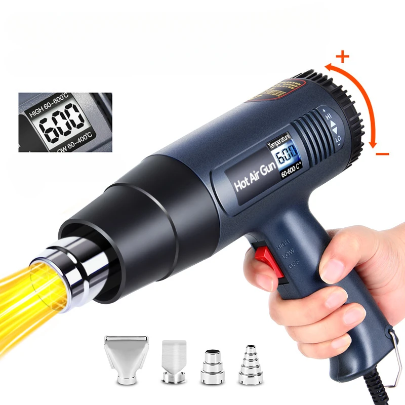 

2000W Screen Display Hot Air Gun Small-scale Adjustable Temperature Film Application High Power Heat Shrink Film Pack Hair Dryer