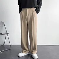 Men's Luxury Draped Baggy Suit Pants Casual Button-down Solid Color Straight Premium Elegant Dress Pants 2024 New 2