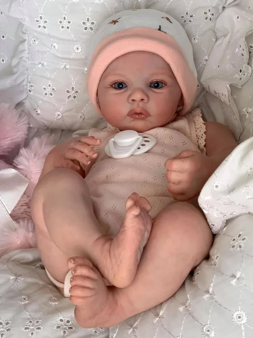 18 Pollici Bebe Reborn Baby Prato Neonato Taglia Baby Doll Realistico Morbido Coccolone Bambino Strati Multipli Pittura 3D Pelle Vene Visibili