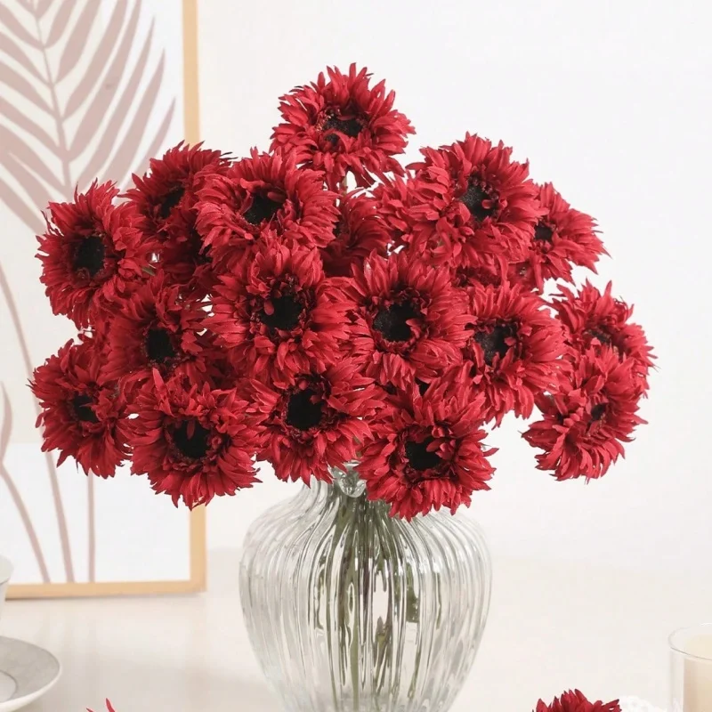 3/6 Stück künstliche Blumen, Gänseblümchen-Blumenstrauß, 35 cm, künstliche Blumen für Zuhause, Raumdekoration, Hochzeit, Heirat, Dekorationen, DIY-Vasenornamente – Detail 1