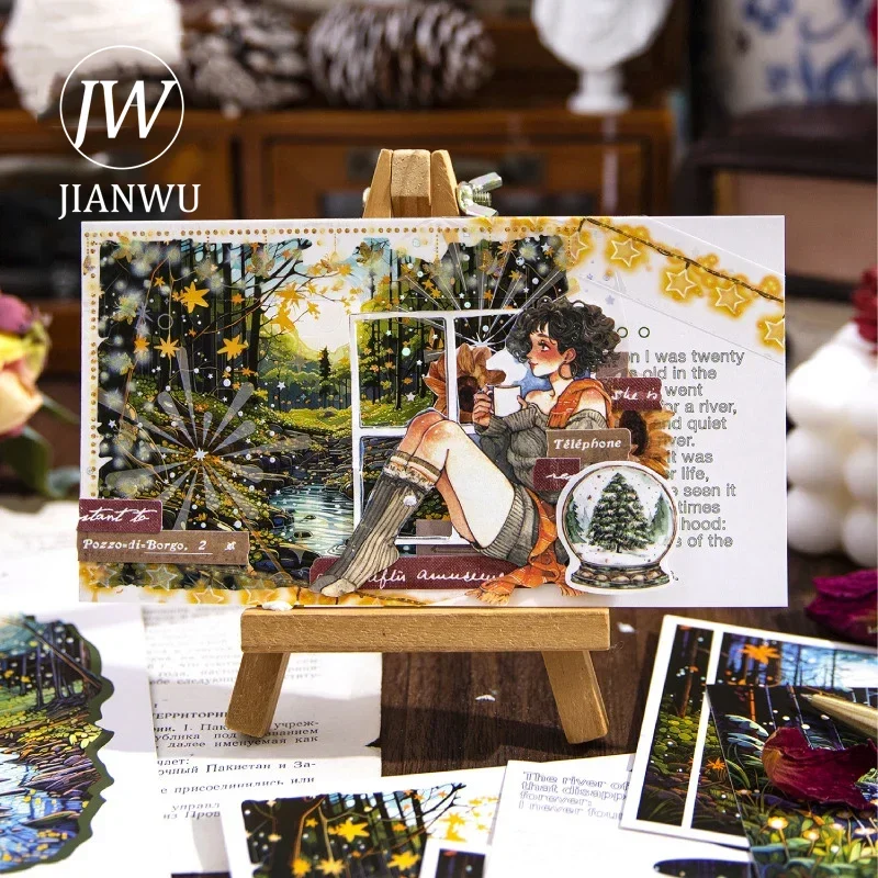JIANWU Fantasia Series Vintage Forest Cloud Landscape Material Collage Material Paper Creative Junk Journal Scrapbook Stationery 4