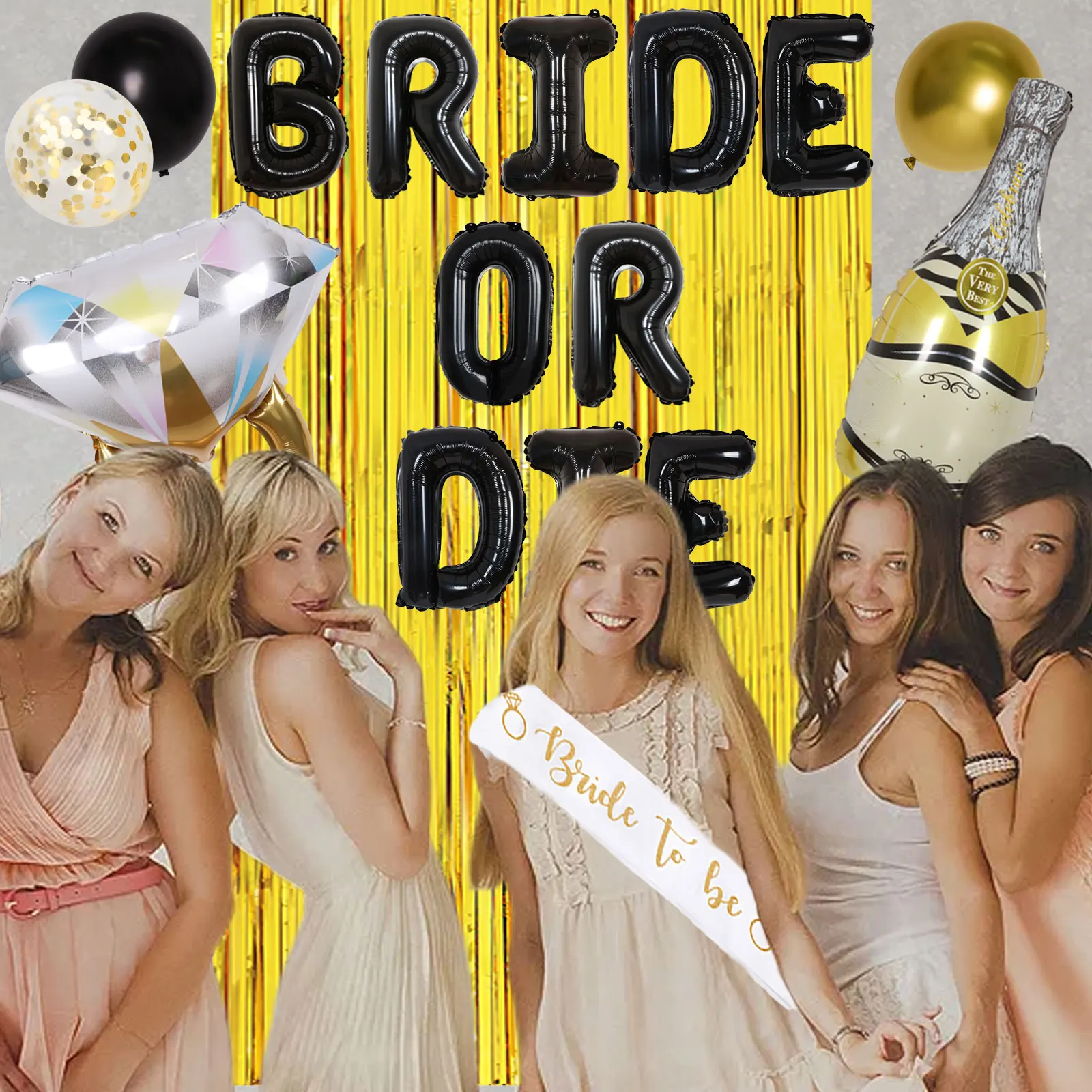 Gothic Bachelorette Party Decorations, Black, Silver, Bride, Die Banner,  Ring Balloon, Bride To Be Sash, Bridal Shower, Hen Part - AliExpress