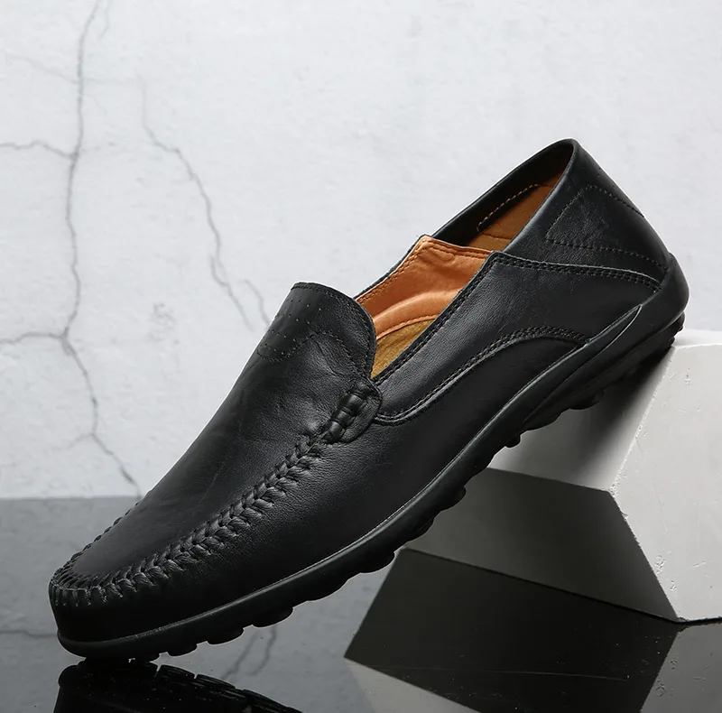 Men's Luxury Genuine Leather Loafers - Italian Breathable Slip-On Casual Shoes