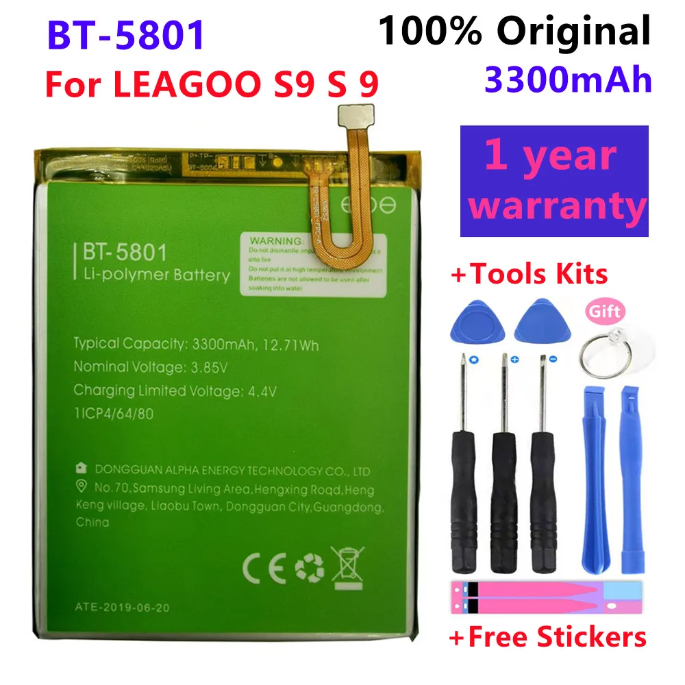 

100% Original High Quality Battery 3300mAh For LEAGOO S9 S 9 BT-5801 BT5801 BT 5801 Batterie Batteries + Free Tools