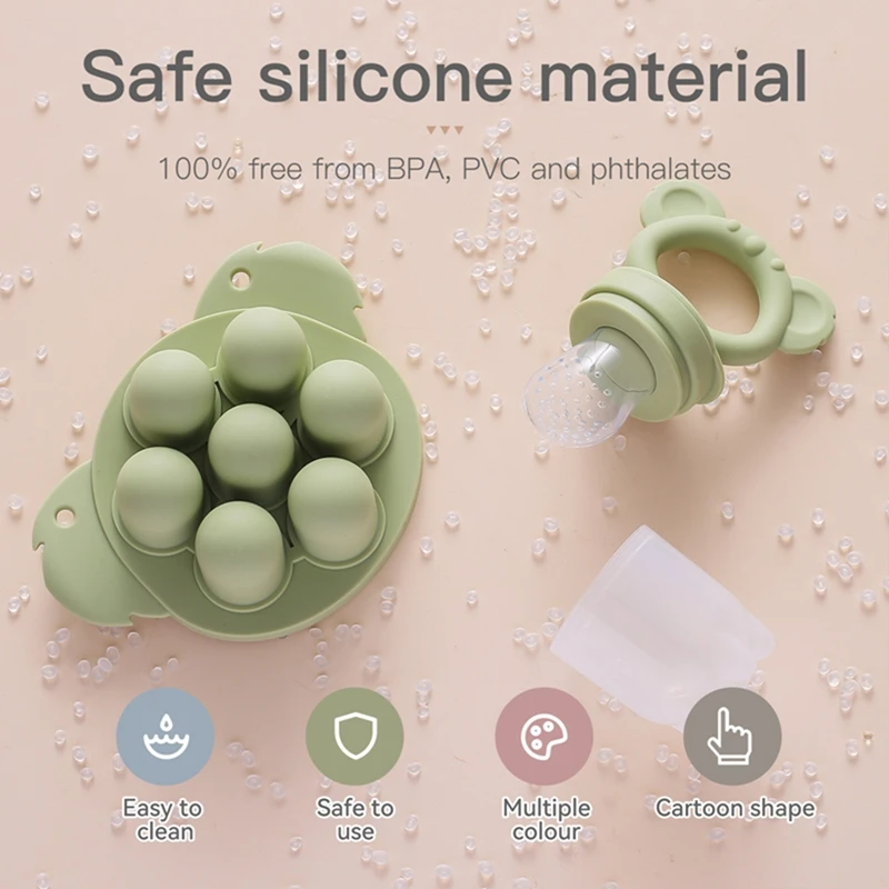Baby Fruit Feeder Food Grade Silica Gel Pacifier Silicone Teething Nipple Feeding Grind Fruits Vegetable for Baby's Meal Feeding 2