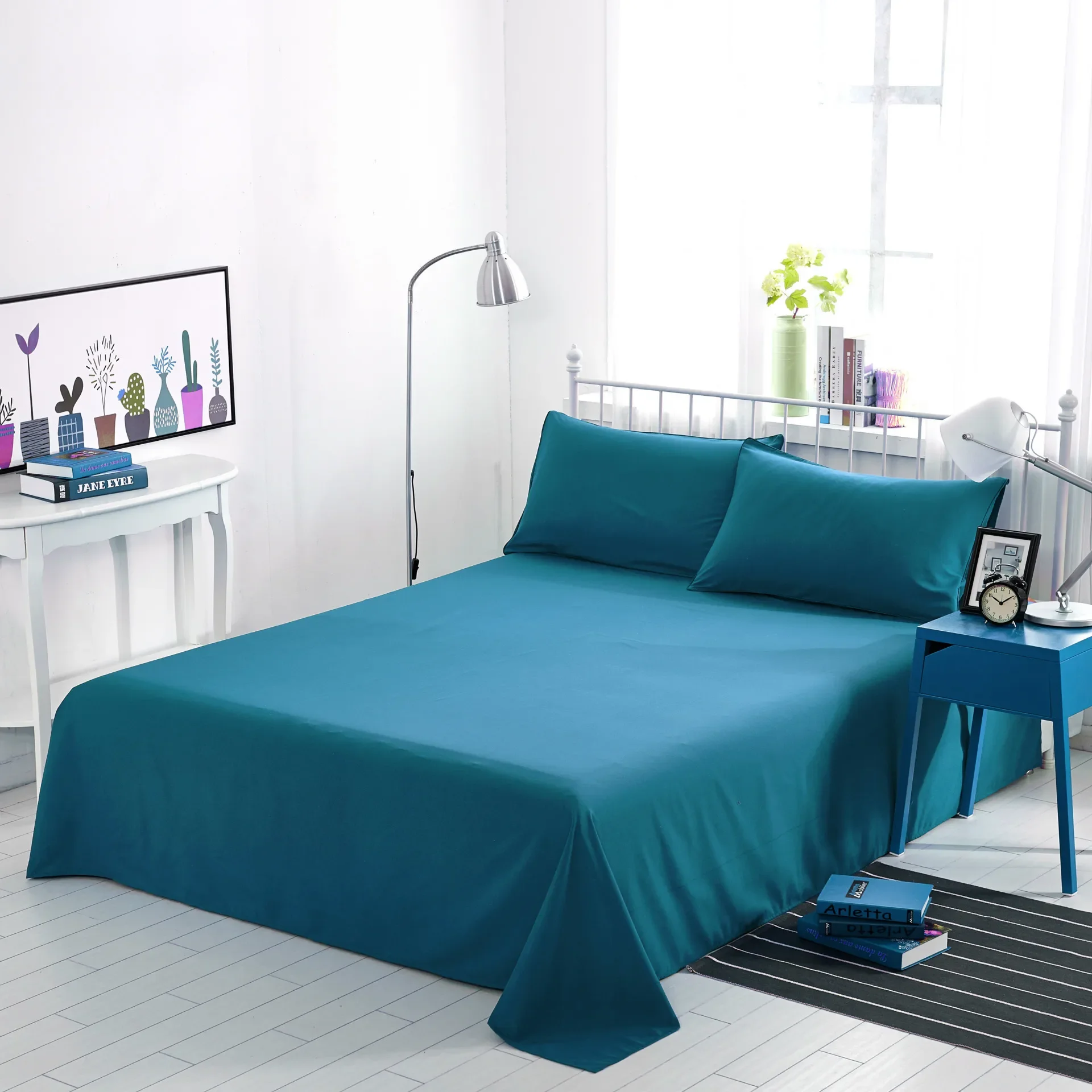 Bed Sheets Solid Flat Twin Queen Full Size Mattress Cover Simple Skin-friendly Non-slip Antibacterial Bedroom Comfortable Home 2