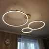 Minimalist Modern Led Chandelier Home Lighting Brushed Rings Ceiling Mounted Chandelier Lighting Hanging Lamp Gold&Black Frame 5