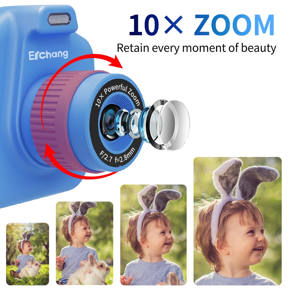 Fotocamera Istantanea Per Bambini Con Stampa - Selfie, Video HD E Cornici Divertenti - Foto 7
