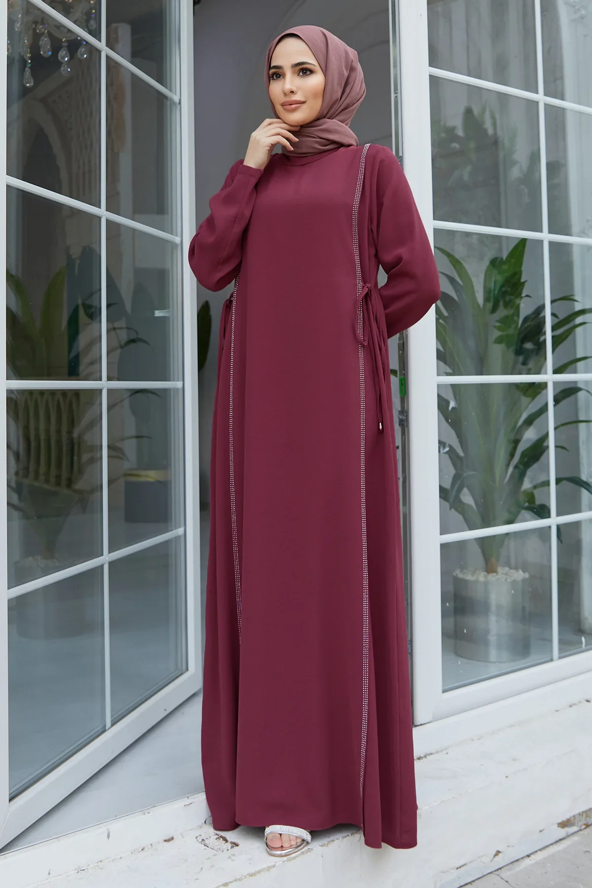 Sddd4cede560d443eb034e3a2103a0961K Eid Muslim Dress Women Abaya Kimono Kaftan Beading Hijab Dresses Jilbab Dubai Robe Khimar Dubai Islam Clothes Kebaya Abayas Mallzona