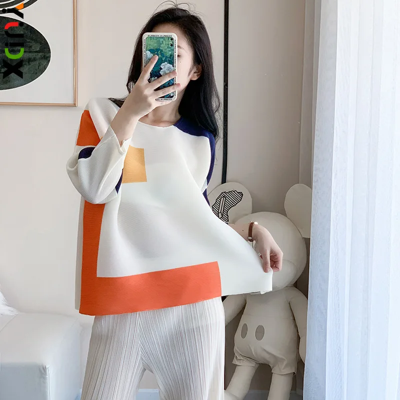 

Женская плиссированная футболка YUDX Miyake, повседневный элегантный модный Приталенный топ с принтом, женская одежда, Новинка осени 2023