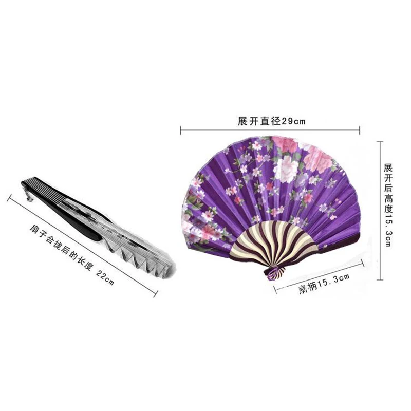 Hand Fold Fan Retro Adornment Woman Man Dance Props Wedding Living Room Cabinet Decor Bamboo Wood Silk Flower Folding Fan