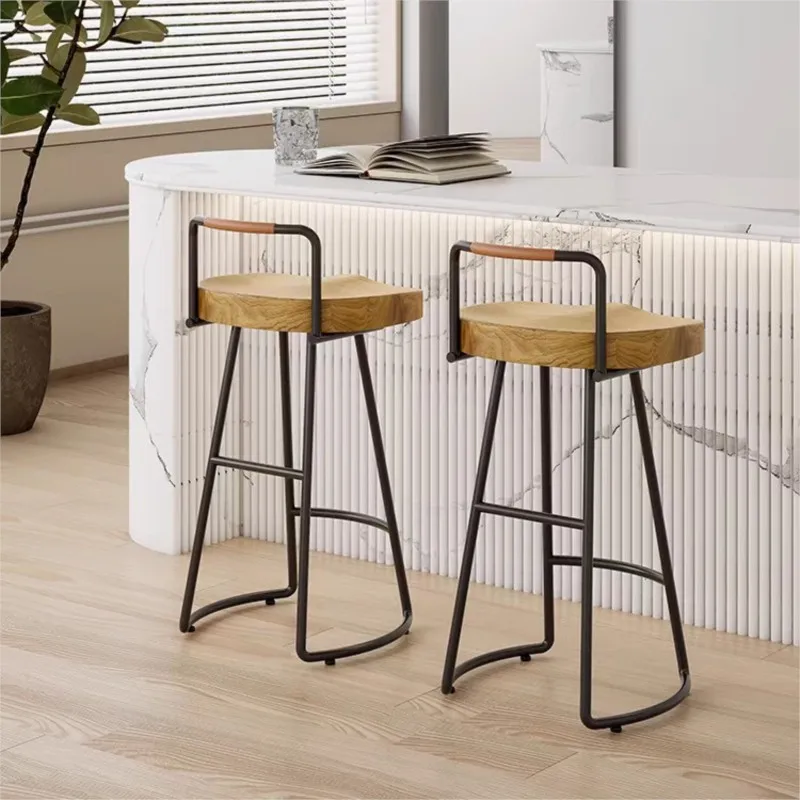 

MOMO Bar stool modern simple leisure bar coffee milk tea high stool chairs Scandinavian solid wood home dining stools chairs