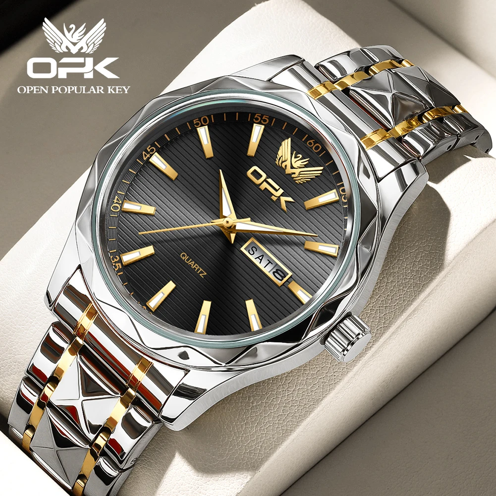 

OPK 8164 Quartz Men's Watches Casual Fashion Luxury Waterproof Luminous Dual Calendar Stainless Steel Watch For Men