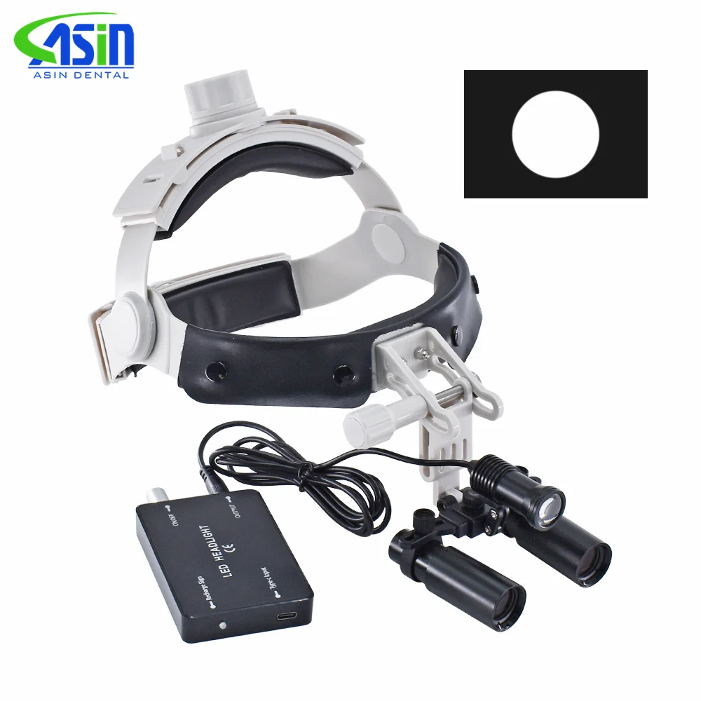 DEASIN-lupa Dental 5X/6X, lupas Kepler Binocular, diadema ajustable con faro LED, herramienta de faro quirúrgico para dentista, 5W