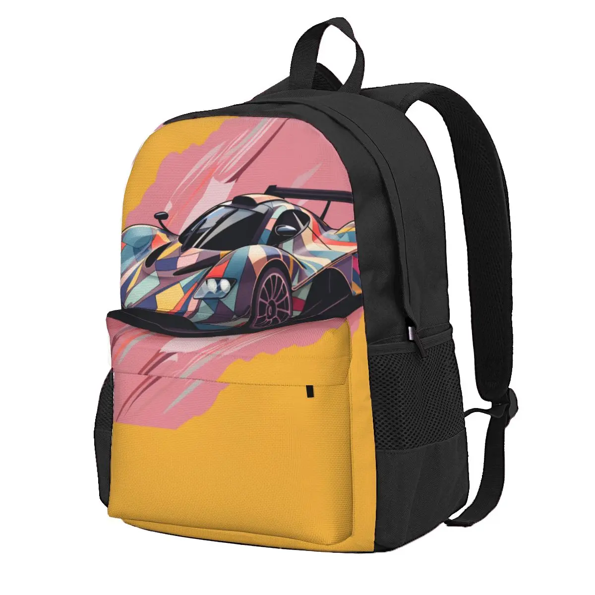 

Dazzling Sports Car Backpack Simplified Form Graffiti Sport Backpacks Teen Stylish High School Bags Custom Lightweight Rucksack