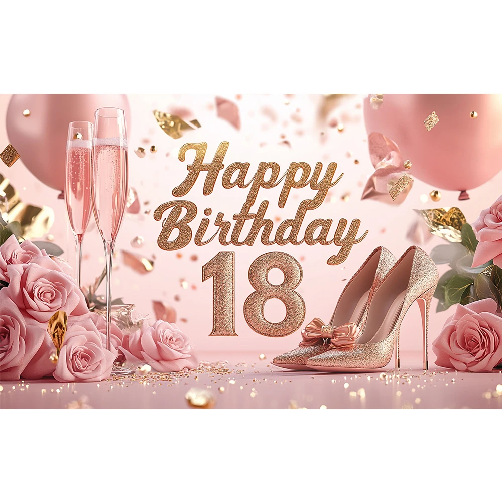 Hintergrund zum 18. Alles Gute zum Geburtstag, Prost auf 18 Jahre, Banner, Ballon-Hintergrund, Mädchen-Geburtstagsdekoration, Frauen-Geburtstagsparty-Dekoration – Detail 9