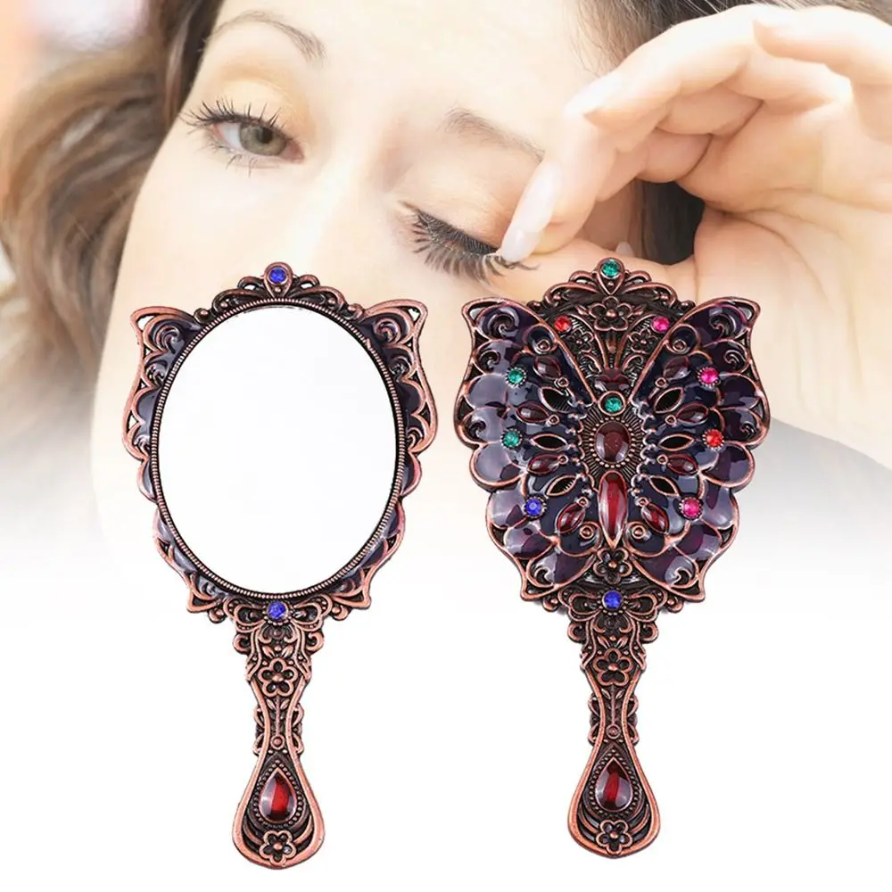 

with Metal Handle Retro Small Mirror Peacock Open Screen Handheld Makeup Mirrors Comb Set Portable Vintage