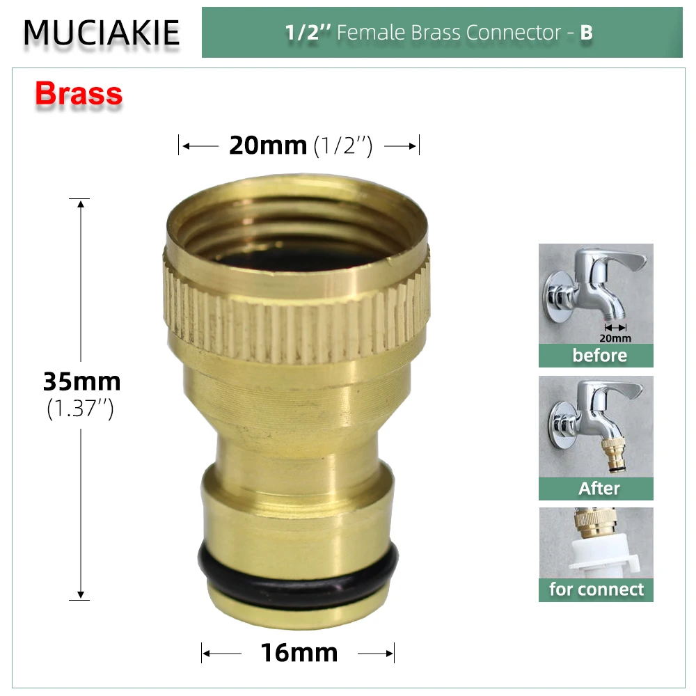 1/2" 3/4" 1" Thread Brass Tap Connectors Garden Watering Irrigation Washing Car Fittings Coupling Adapter Hose Quick Joints garden hose connector