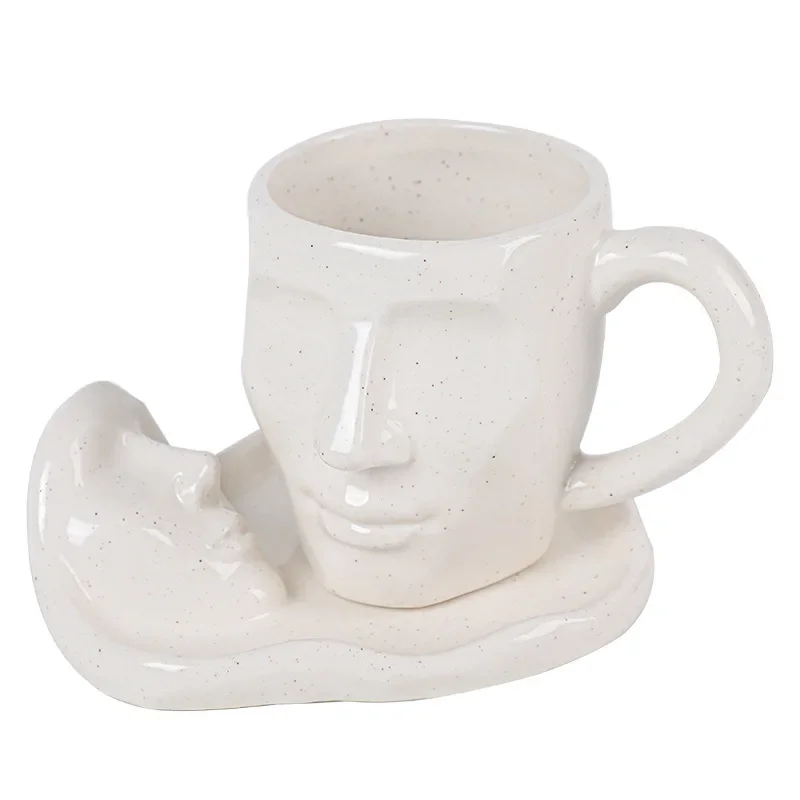 Hot Coffee Cup & Saucer Set - Human Face Mugs for Couples, Milk Tea & Coffee Cups for Stylish and Functional Drinkware Use LIJIA