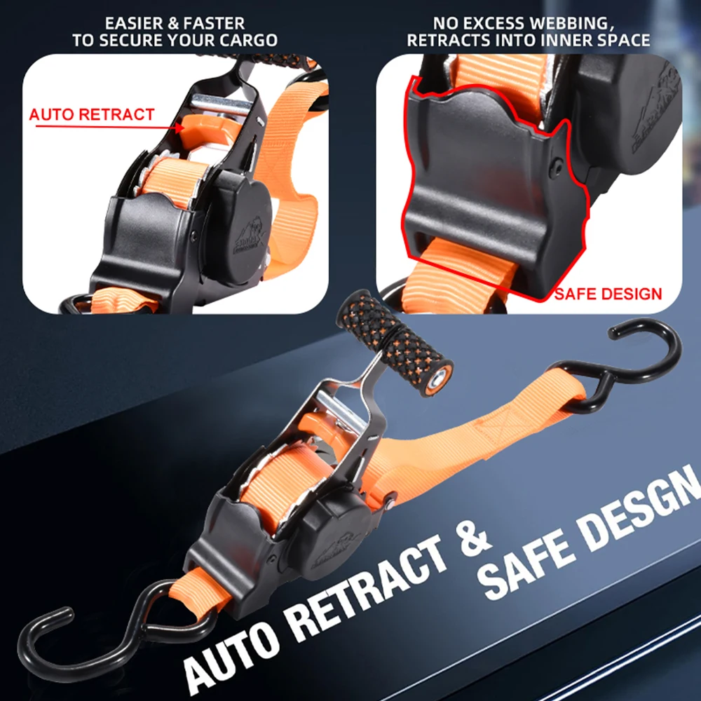 Moving straps cargo strap Auto Straps Retractable Belt Ratchet Tensioner Belt for Load Luggage Strap Motorcycles Ratchet Strap Car