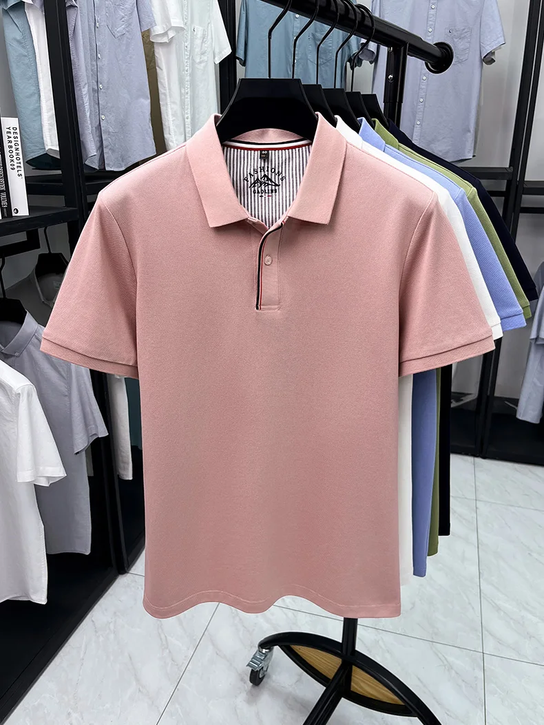 Luxury 100% cotton men's short sleeve polo shirt fashionable stripes comfort texture summer new high-end business casual T-shirt 22 Sddd52c7d04c240ea8932760caa90eb6fL