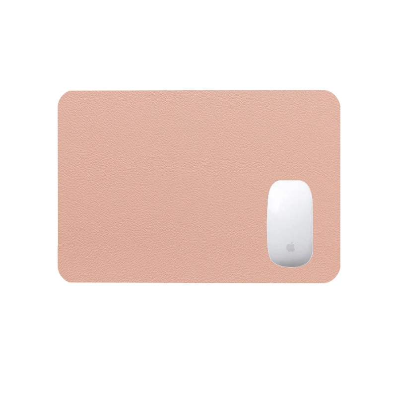 Deluxe Solid Color PU Leather Waterproof Mouse Mat, Anti-slip, 23x19cm - Stylish Desk Accessory