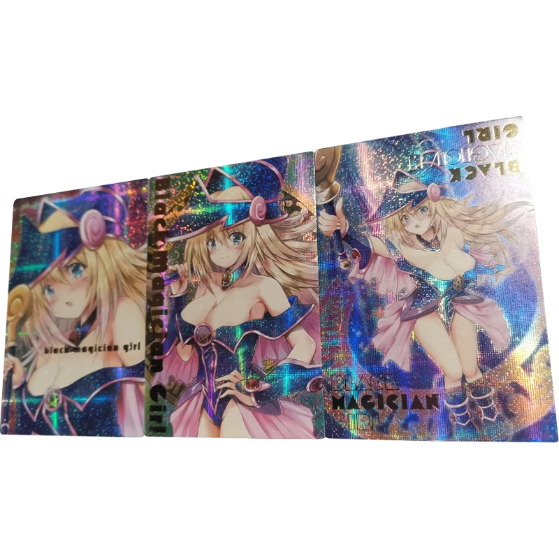 

3 шт./Набор Diy Yu-Gi-Oh! Карточка-вспышка Dark Magician Girl, милая Подарочная игрушка, коллекционные карточки из аниме